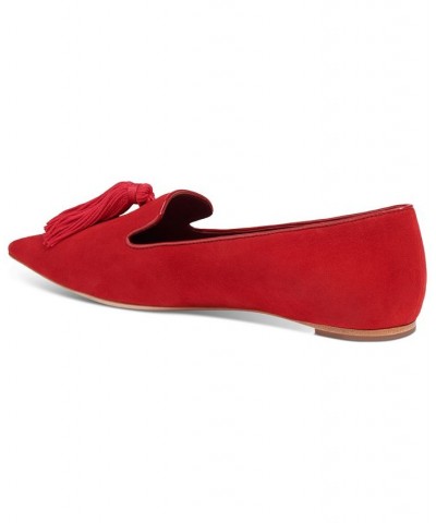 Women's Adore Tassel Pointed-Toe Loafer Flats Red $83.20 Shoes