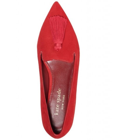 Women's Adore Tassel Pointed-Toe Loafer Flats Red $83.20 Shoes