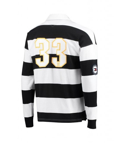 Men's Black, White Pittsburgh Steelers Varsity Stripe Rugby Long Sleeve Polo Shirt $42.80 Polo Shirts