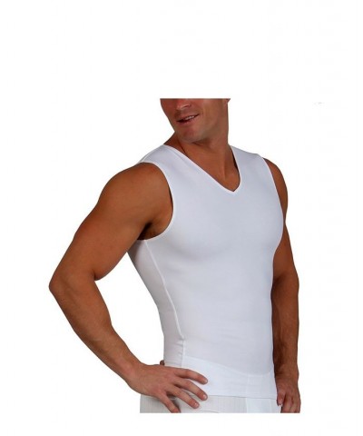 Insta Slim Men's Compression Sleeveless V-Neck T-Shirt White $36.69 Undershirt