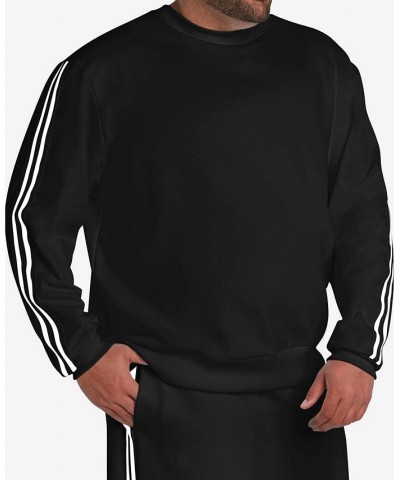 Men's Big and Tall Striped Sleeve Sweatshirt Black $47.17 Sweatshirt