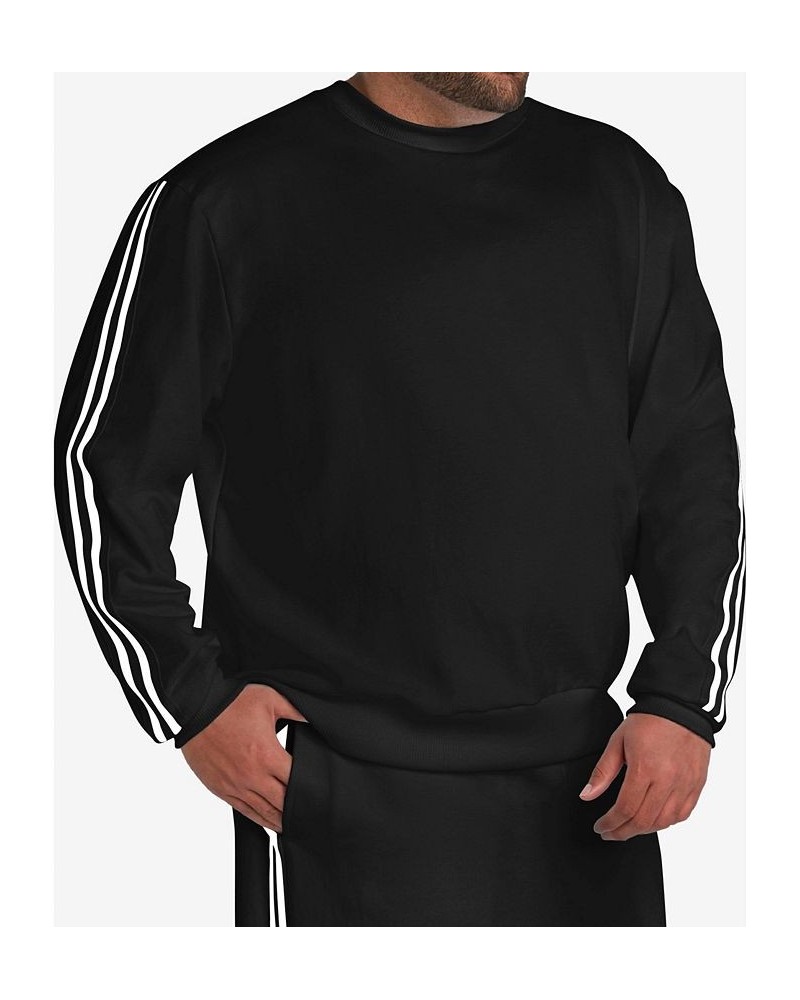 Men's Big and Tall Striped Sleeve Sweatshirt Black $47.17 Sweatshirt