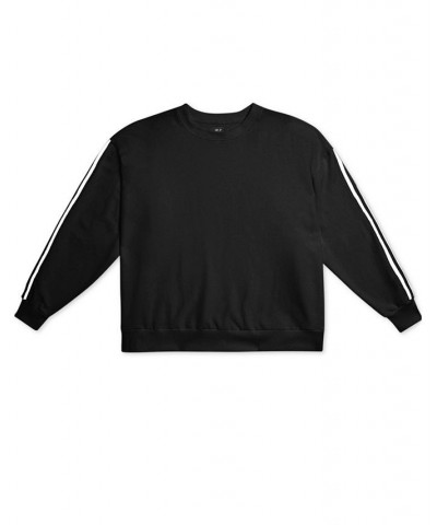 Men's Big and Tall Striped Sleeve Sweatshirt Black $47.17 Sweatshirt