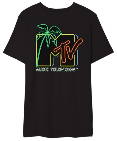 Mtv Neon Light Men's Graphic T-Shirt Black $15.05 T-Shirts