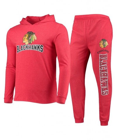 Men's Red Chicago Blackhawks Meter Jogger Sleepwear Set $36.00 Pajama