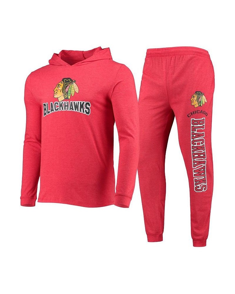 Men's Red Chicago Blackhawks Meter Jogger Sleepwear Set $36.00 Pajama