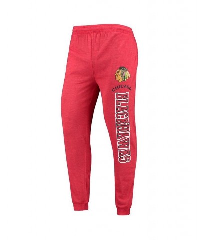 Men's Red Chicago Blackhawks Meter Jogger Sleepwear Set $36.00 Pajama