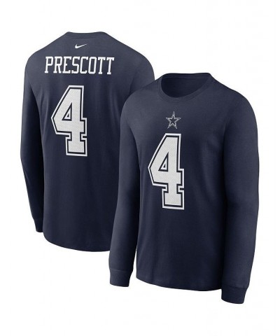 Men's Dak Prescott Navy Dallas Cowboys Player Name and Number Long Sleeve T-shirt $22.00 T-Shirts