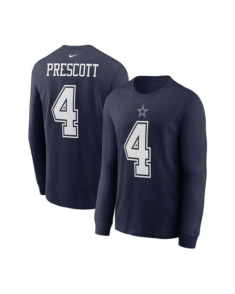 Men's Dak Prescott Navy Dallas Cowboys Player Name and Number Long Sleeve T-shirt $22.00 T-Shirts