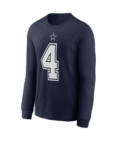 Men's Dak Prescott Navy Dallas Cowboys Player Name and Number Long Sleeve T-shirt $22.00 T-Shirts