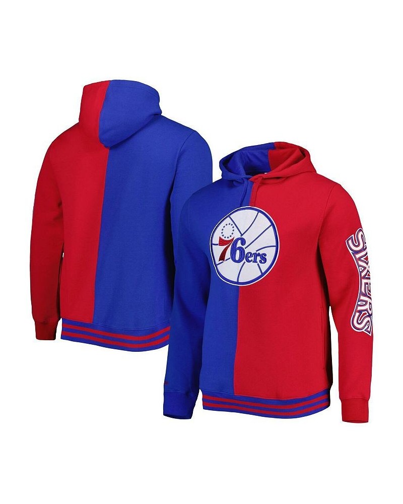 Men's Royal, Red Philadelphia 76ers Hardwood Classics Split Pullover Hoodie $54.00 Sweatshirt