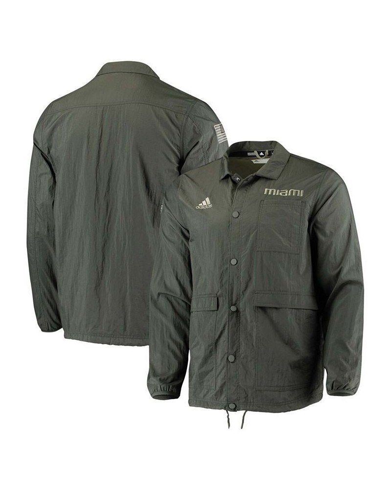 Men's Olive Miami Hurricanes Salute To Service Full-Snap Jacket $34.31 Jackets