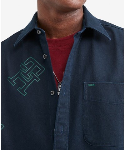 Men's Monogrammed Long Sleeve Button Down Twill Shirt Blue $29.97 Shirts