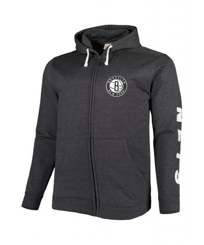 Men's Branded Heathered Black Brooklyn Nets Big and Tall Down and Distance Full-Zip Hoodie $42.50 Sweatshirt