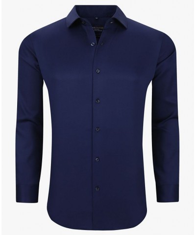 Men's Solid Slim Fit Wrinkle Free Stretch Long Sleeve Button Down Shirt Navy $35.39 Dress Shirts