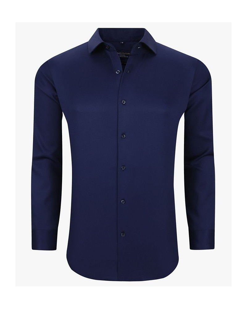 Men's Solid Slim Fit Wrinkle Free Stretch Long Sleeve Button Down Shirt Navy $35.39 Dress Shirts