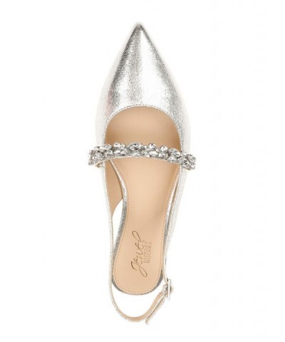 Women's Bambi Slingback Evening Flat Silver $40.59 Shoes