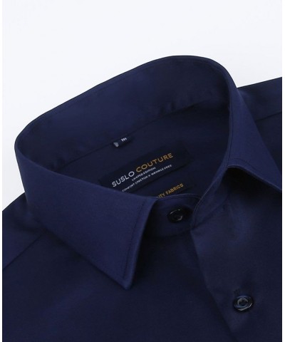 Men's Solid Slim Fit Wrinkle Free Stretch Long Sleeve Button Down Shirt Navy $35.39 Dress Shirts