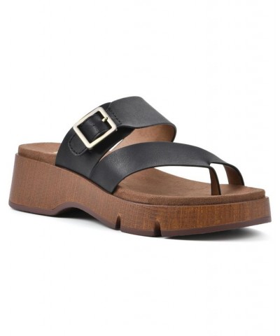 Women's Leftover Platform Sandals Black $33.18 Shoes