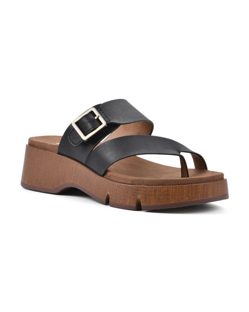 Women's Leftover Platform Sandals Black $33.18 Shoes