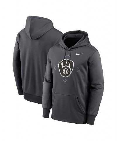 Men's Anthracite Milwaukee Brewers Bracket Icon Performance Pullover Hoodie $39.60 Sweatshirt