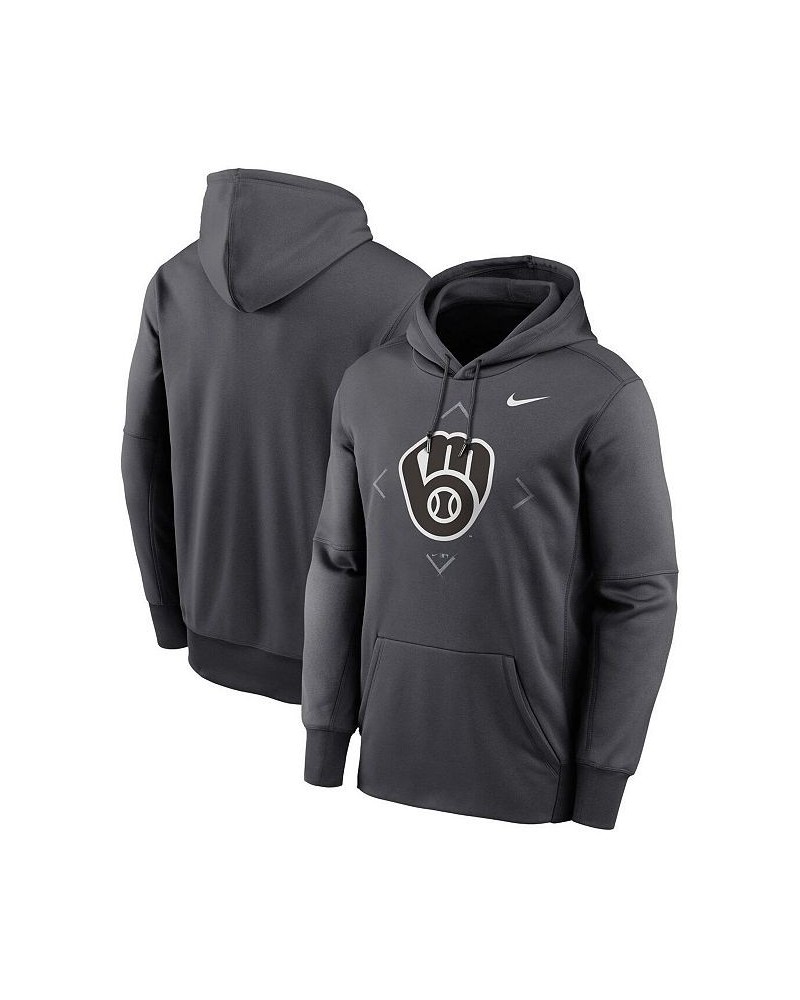 Men's Anthracite Milwaukee Brewers Bracket Icon Performance Pullover Hoodie $39.60 Sweatshirt