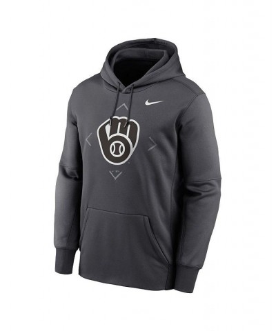 Men's Anthracite Milwaukee Brewers Bracket Icon Performance Pullover Hoodie $39.60 Sweatshirt