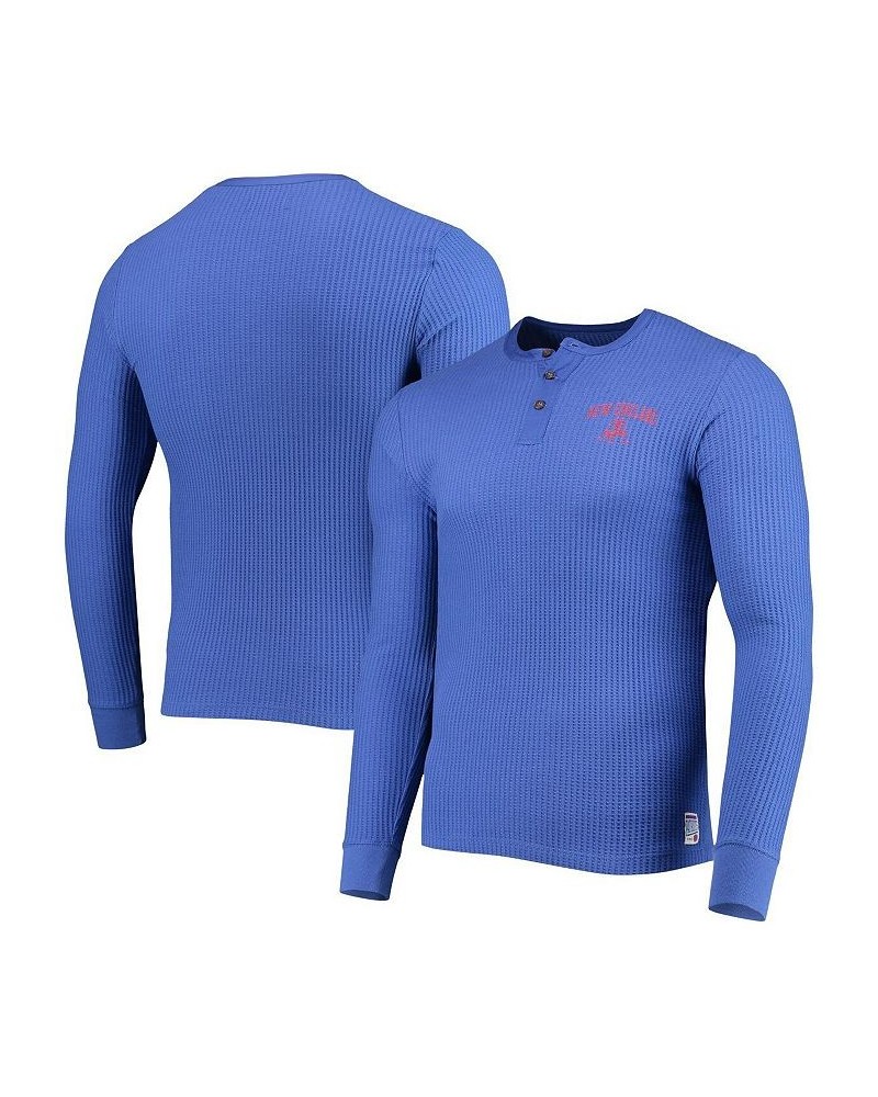 Men's Royal New England Patriots Thermal Henley Long Sleeve T-shirt $37.50 T-Shirts