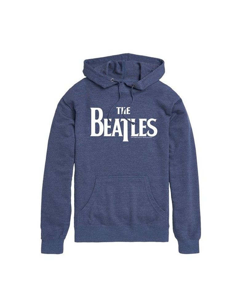 Men's The Beatles Logo Long Sleeve Hoodie Blue $31.79 Sweatshirt