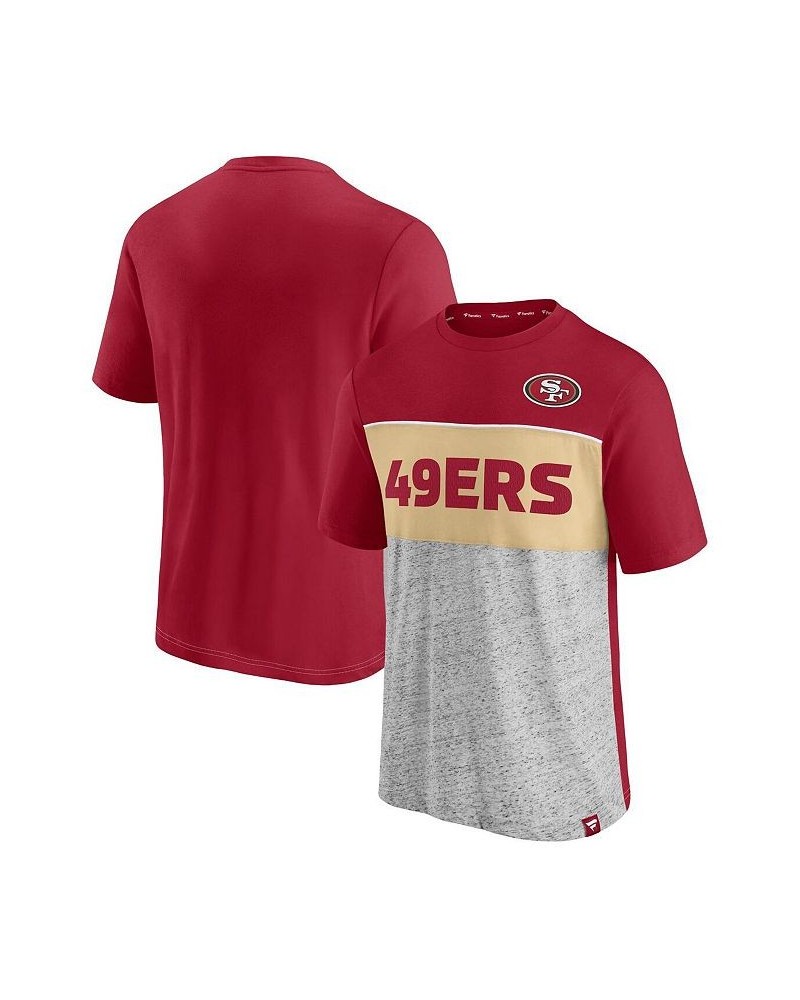 Men's Branded Scarlet and Heathered Gray San Francisco 49ers Colorblock T-shirt $16.00 T-Shirts