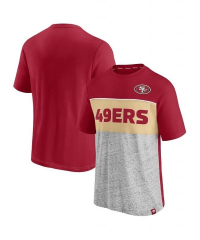 Men's Branded Scarlet and Heathered Gray San Francisco 49ers Colorblock T-shirt $16.00 T-Shirts