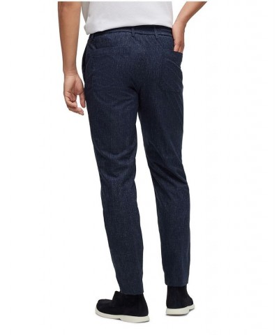 BOSS Men's Washable Water-Repellent Fabric Slim-Fit Trousers Blue $87.72 Pants