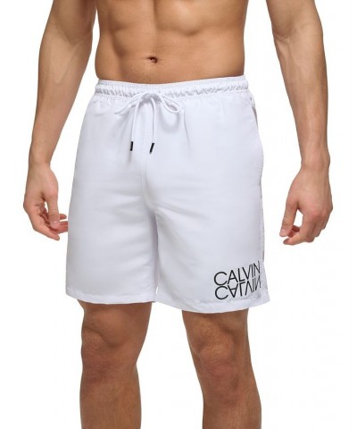 Men's Regular-Fit UPF 50+ Reflection Logo Swim Trunks White $21.98 Swimsuits