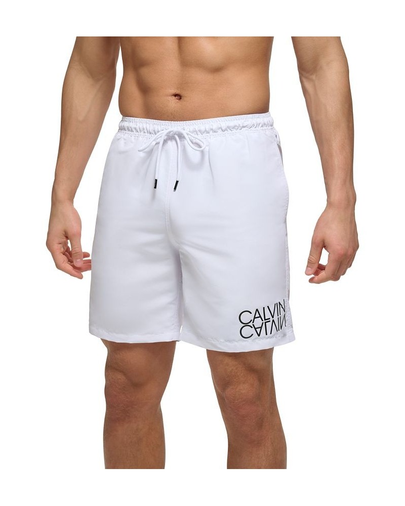 Men's Regular-Fit UPF 50+ Reflection Logo Swim Trunks White $21.98 Swimsuits