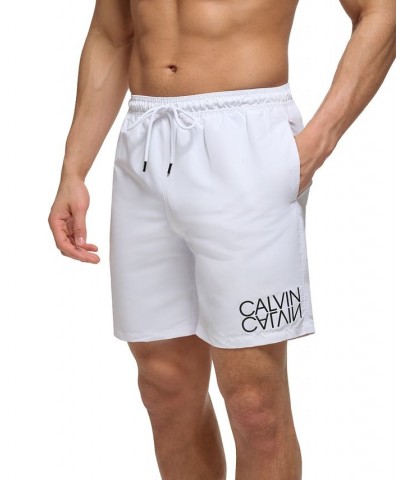 Men's Regular-Fit UPF 50+ Reflection Logo Swim Trunks White $21.98 Swimsuits