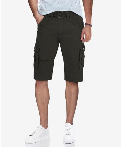 Men's Big and Tall Belted Double Pocket Cargo Shorts Charcoal $26.60 Shorts