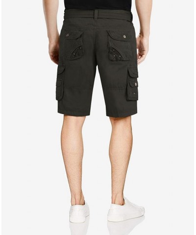 Men's Big and Tall Belted Double Pocket Cargo Shorts Charcoal $26.60 Shorts