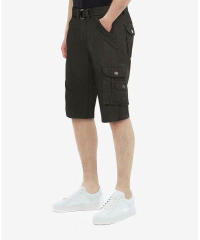 Men's Big and Tall Belted Double Pocket Cargo Shorts Charcoal $26.60 Shorts