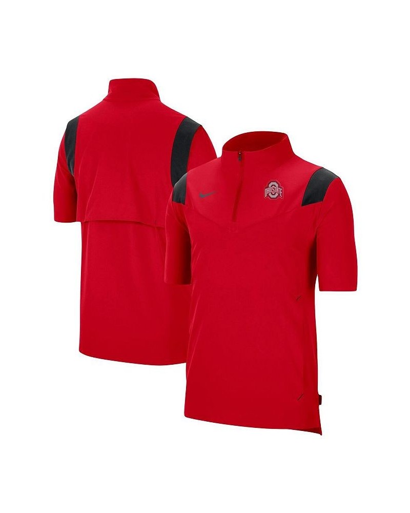 Men's Scarlet Ohio State Buckeyes Coach Short Sleeve Quarter-Zip Jacket $41.59 Jackets