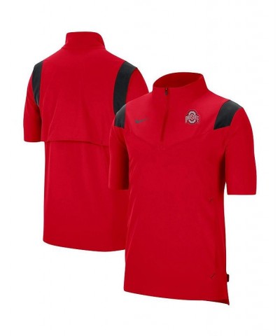 Men's Scarlet Ohio State Buckeyes Coach Short Sleeve Quarter-Zip Jacket $41.59 Jackets