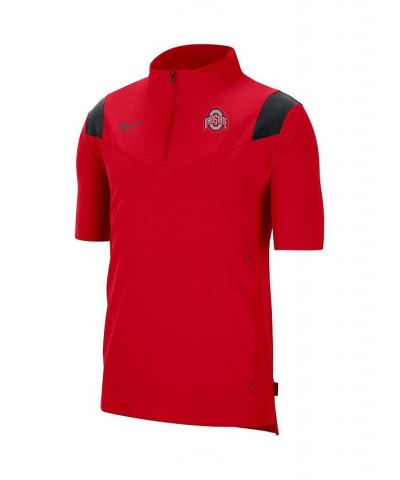 Men's Scarlet Ohio State Buckeyes Coach Short Sleeve Quarter-Zip Jacket $41.59 Jackets