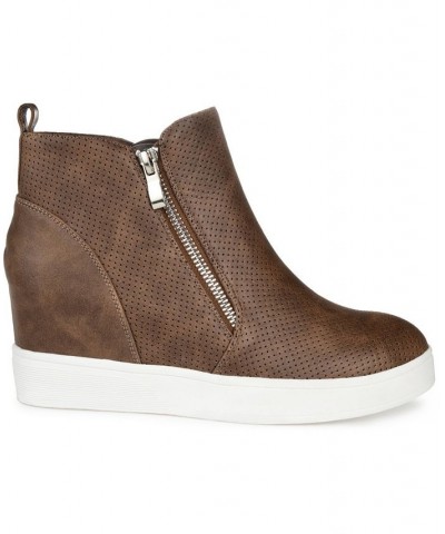 Women's Pennelope Wedge Sneakers Brown $42.00 Shoes