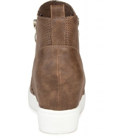 Women's Pennelope Wedge Sneakers Brown $42.00 Shoes