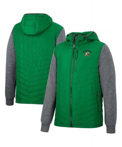 Men's Green, Charcoal Oregon Ducks Course Herringbone Full-Zip Hoodie $38.00 Jackets