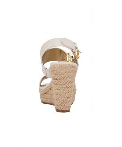 Women's Kahdy Logo Wedge Sandals White $38.27 Shoes