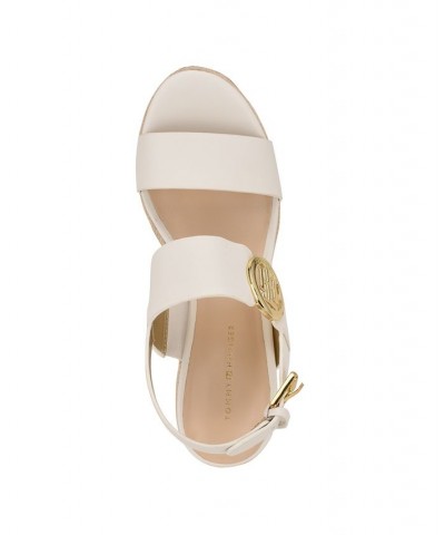 Women's Kahdy Logo Wedge Sandals White $38.27 Shoes