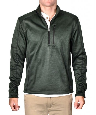 Men's Space-Dyed Half-Zip Pullover Topstitched Sweater Green $39.10 Sweaters