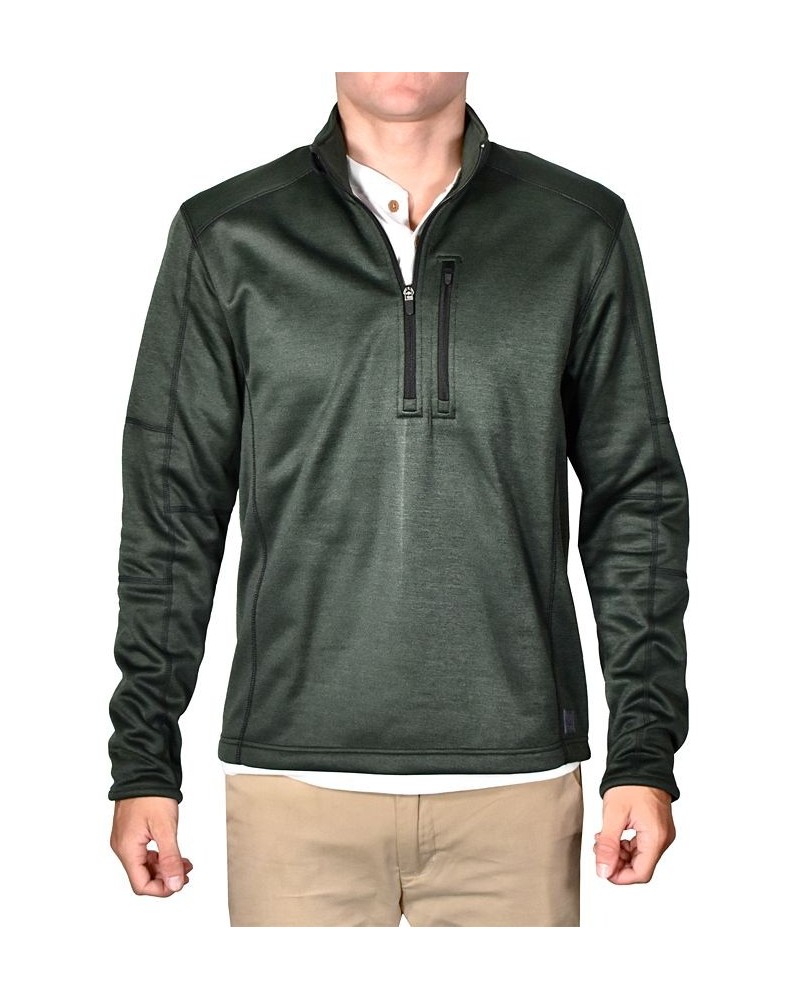 Men's Space-Dyed Half-Zip Pullover Topstitched Sweater Green $39.10 Sweaters