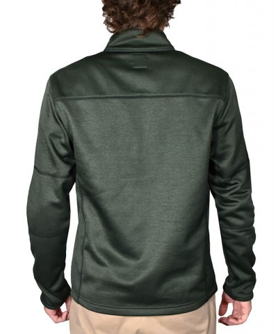 Men's Space-Dyed Half-Zip Pullover Topstitched Sweater Green $39.10 Sweaters