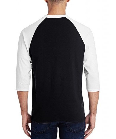 Men's Raglan Baseball 3/4 Sleeve Buddha Word Art T-shirt Black, White $26.54 T-Shirts